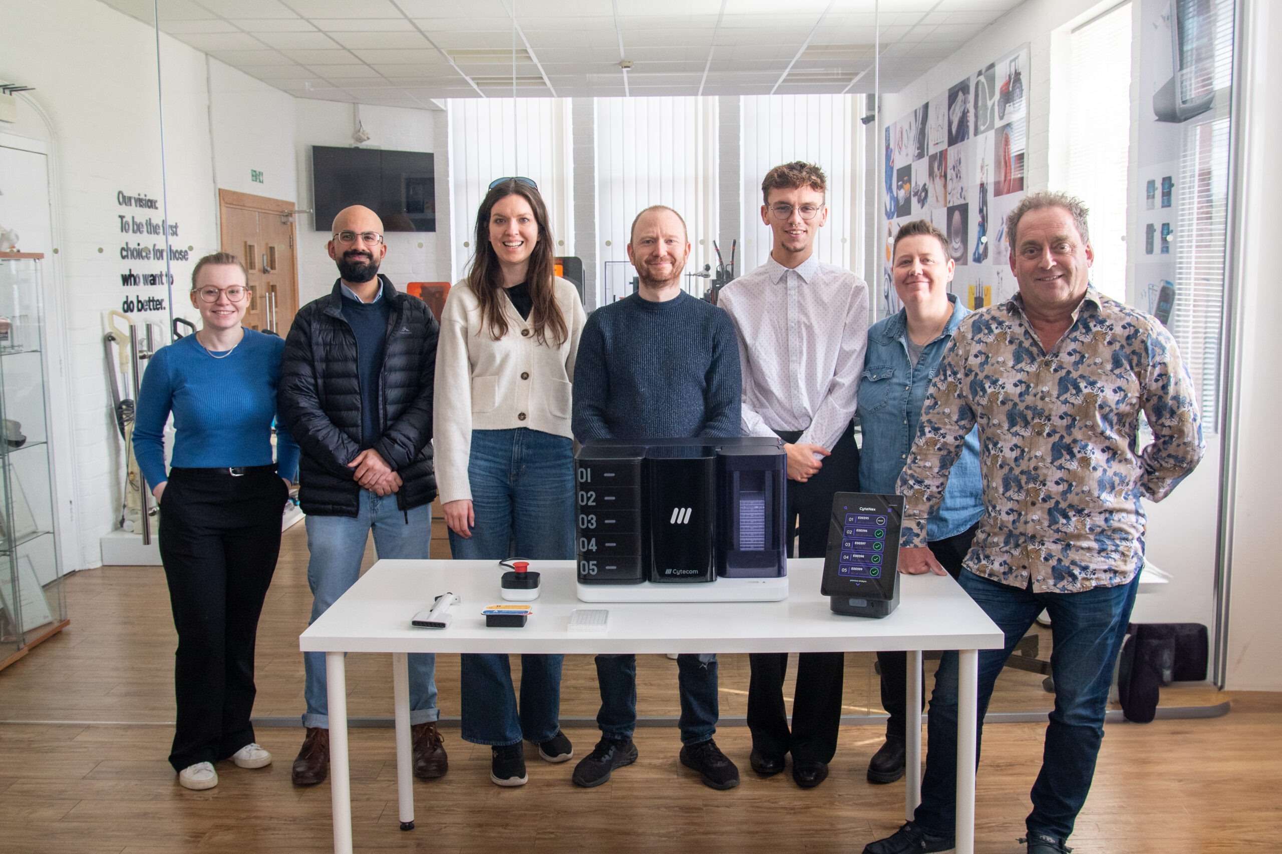 Cytecom and Smallfry team members with the CyteCount System